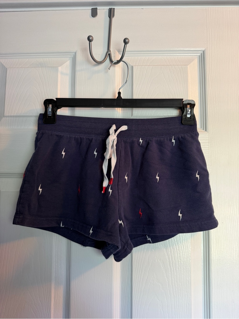 Navy Lightning Print Lounge Shorts with Drawstring